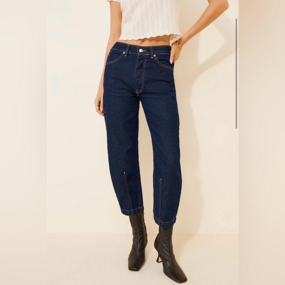 Free People Jeans Sz 28 Backstage Relaxed Cropped Dark Indigo We The Free Denim